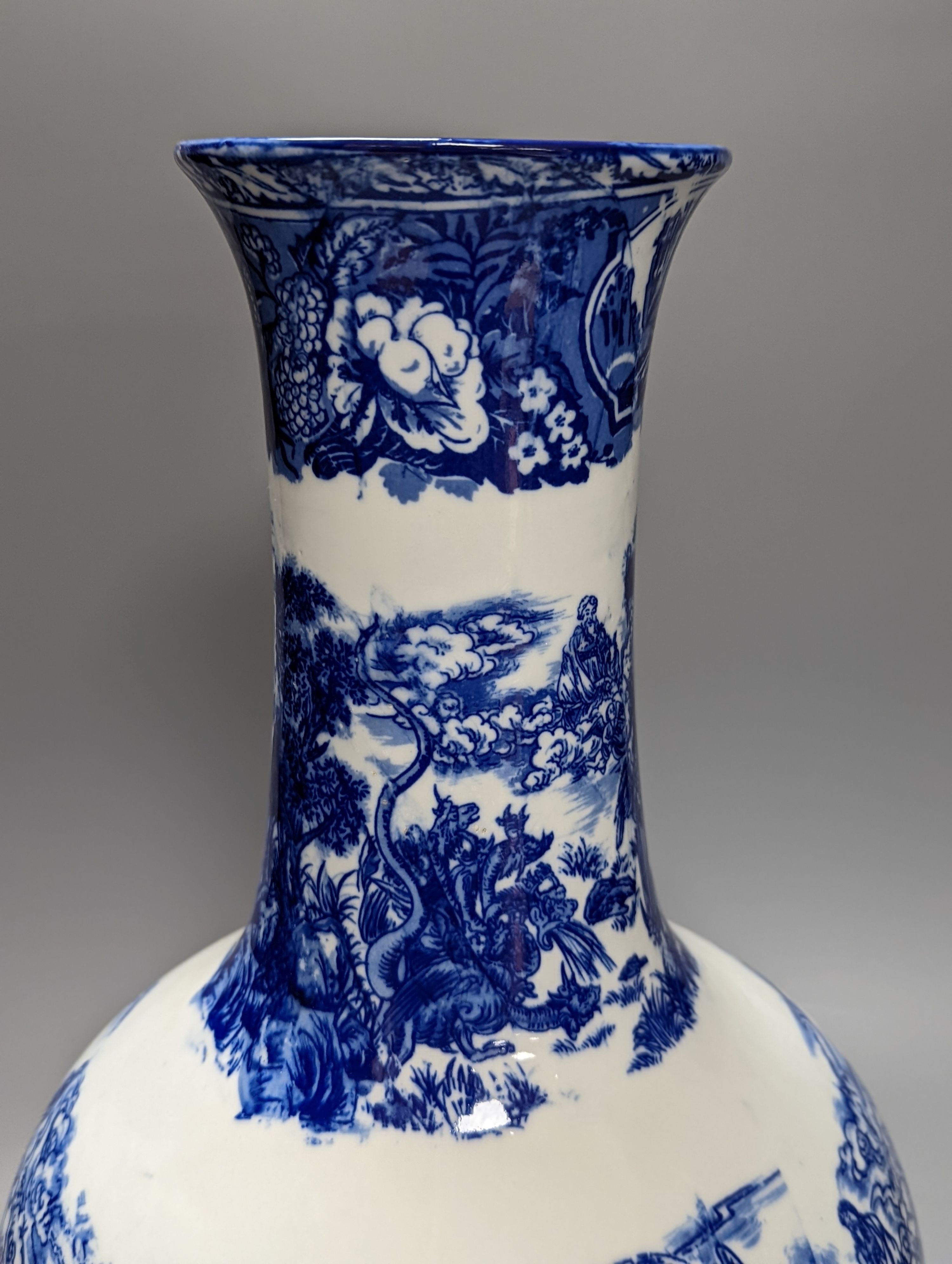 A Chinese blue printed porcelain vase, 45 cms high.